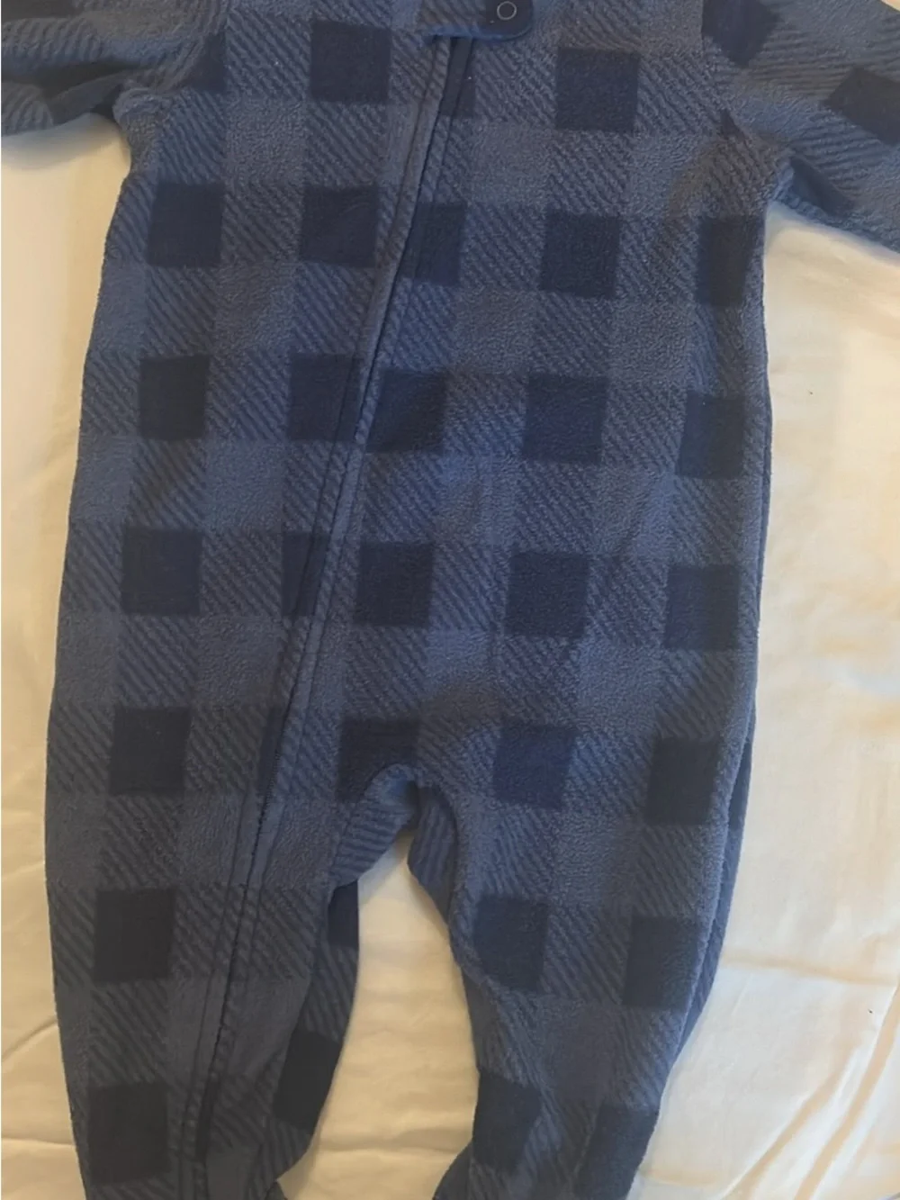 Carter's Navy Football & Blue Plaid Footed One-Pieces (3 Pack)